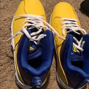 Blue and yellow shoes